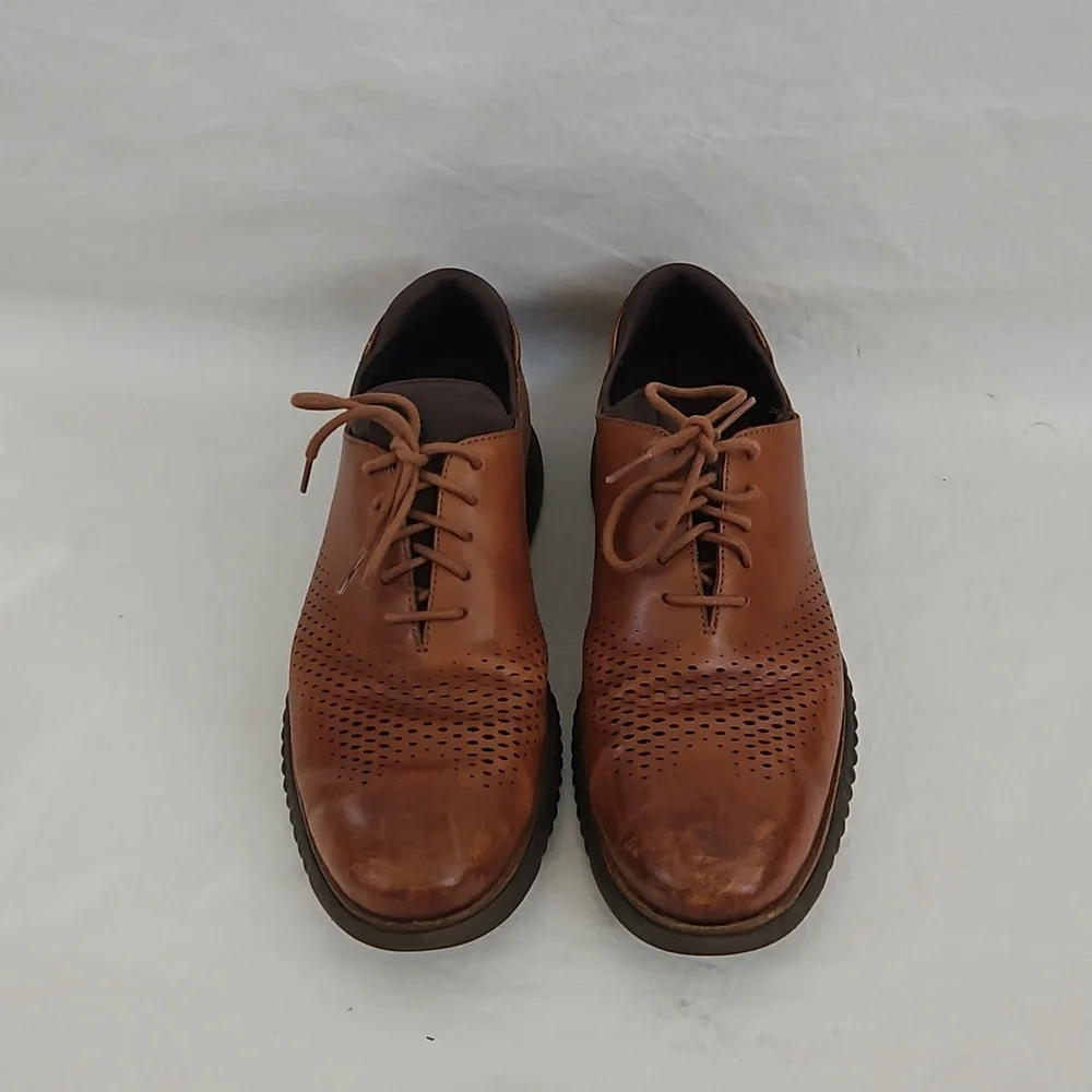 COLE HAAN Zerogrand Lazer British Tan Lace Up Wingtip Oxford Size 11.5